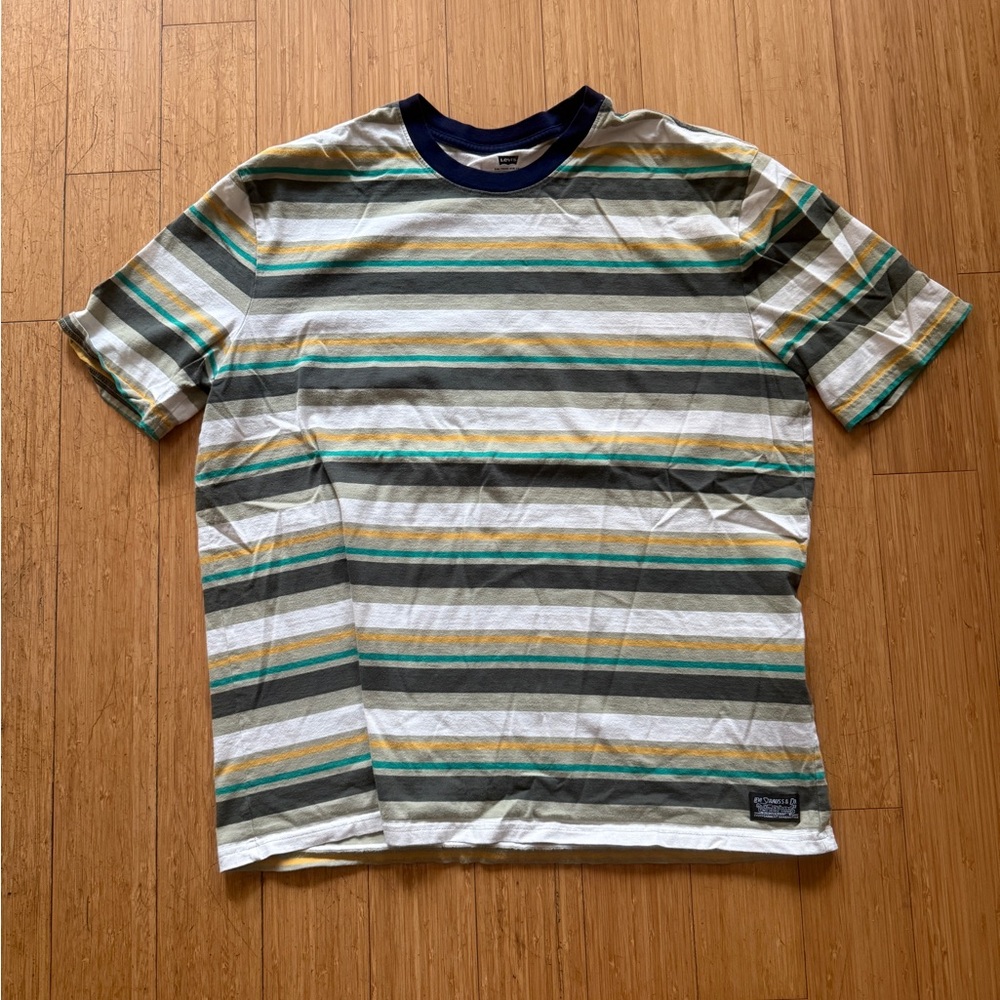 Levi's Men's Striped Tee - Green, Yellow, Gray